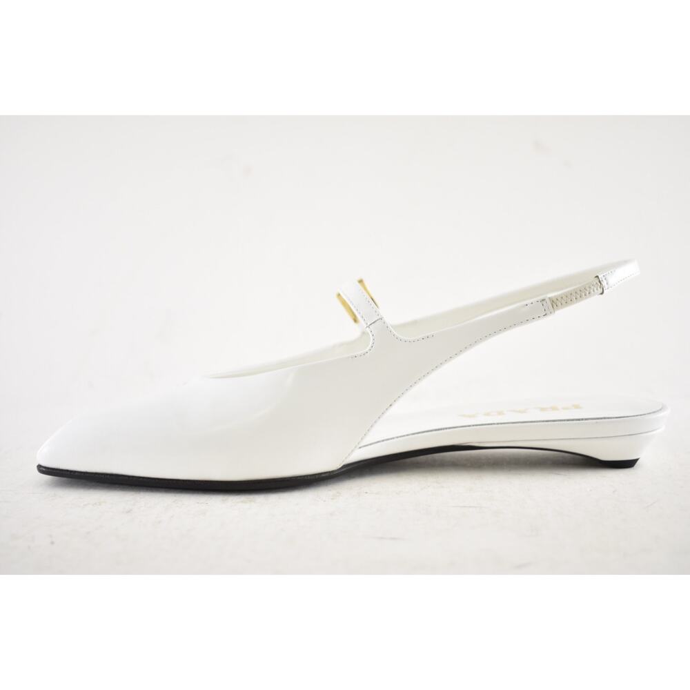 Prada White Leather Square Toe Mary Jane Slingback Ballerina Ballet Flat 36 - Picture 15 of 16